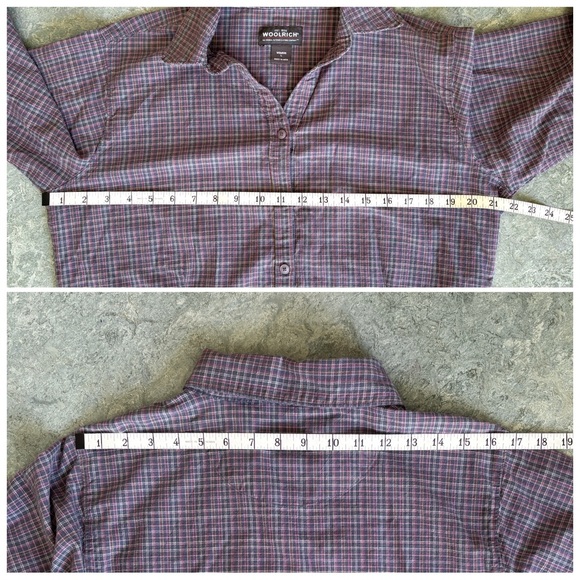 Woolrich purple grey gray pink plaid flannel button front long sleeve shirt - Picture 12 of 16